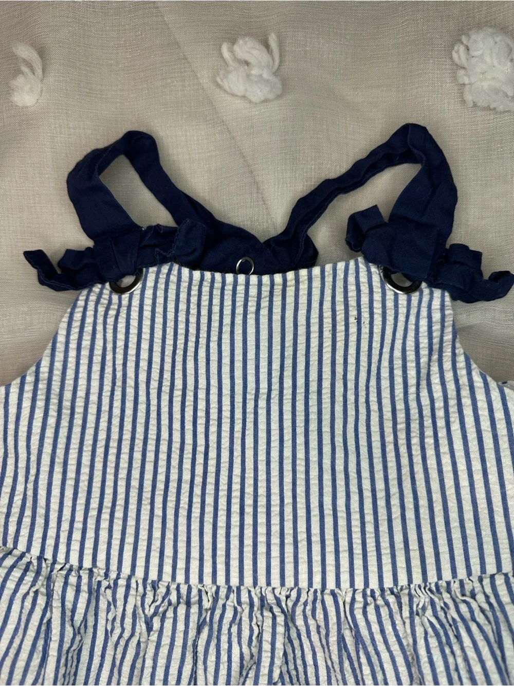 Tahari White & Navy Striped Anchor Sundress for Girls